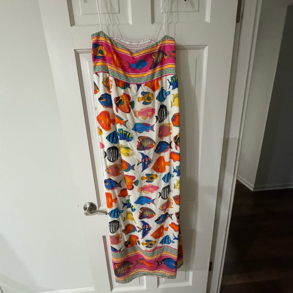 Show Me Your MuMu Colorful Fish Print Maxi Dress M EUC $100